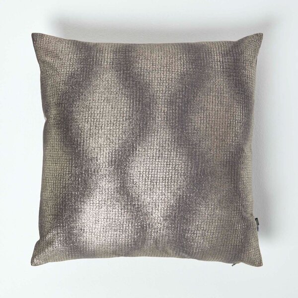 Homescapes Silver Grey Cushion Foiled Metallic Decorative Cushion 50 x 50 cm