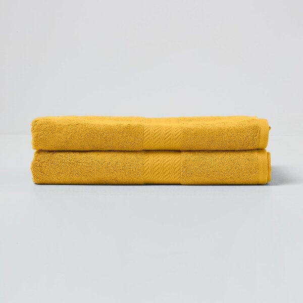 Homescapes Mustard Luxury Set of 2 Bath Towels 500 GSM Egyptian Cotton