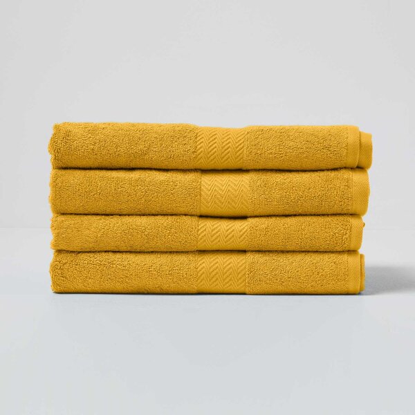 Homescapes Mustard Luxury Set of 4 Bath Towels 500 GSM Egyptian Cotton