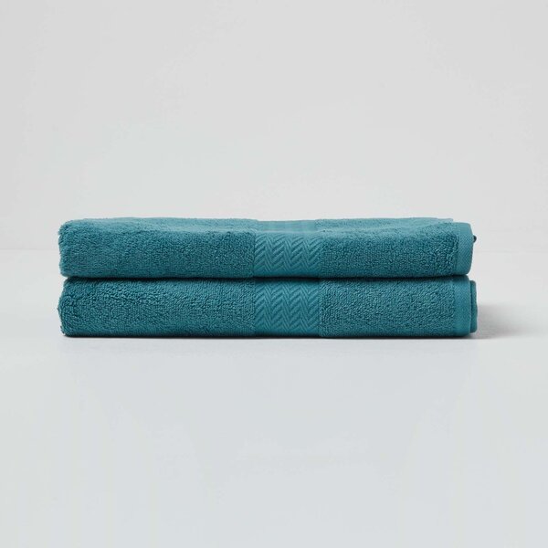 Homescapes Teal Luxury Set of 2 Bath Towels 500 GSM Egyptian Cotton