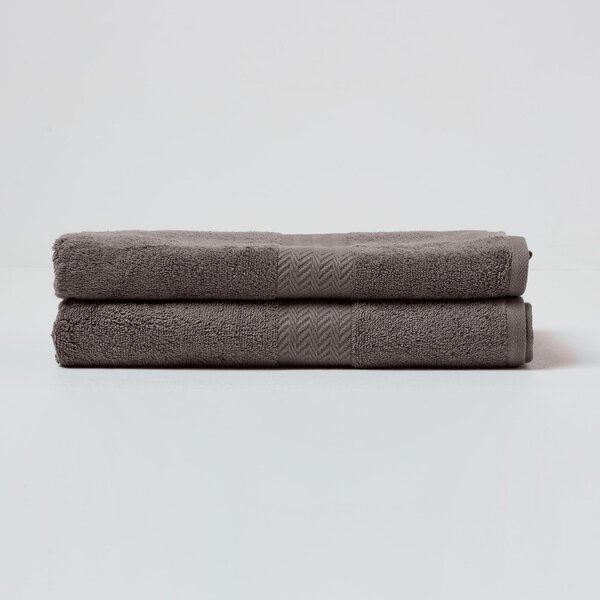 Homescapes Slate Grey Luxury Set of 2 Bath Towels 500 GSM Egyptian Cotton