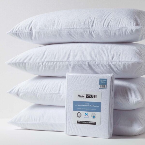 Set of 4 Terry Towelling 40 x 80 cm Waterproof Pillow Protectors