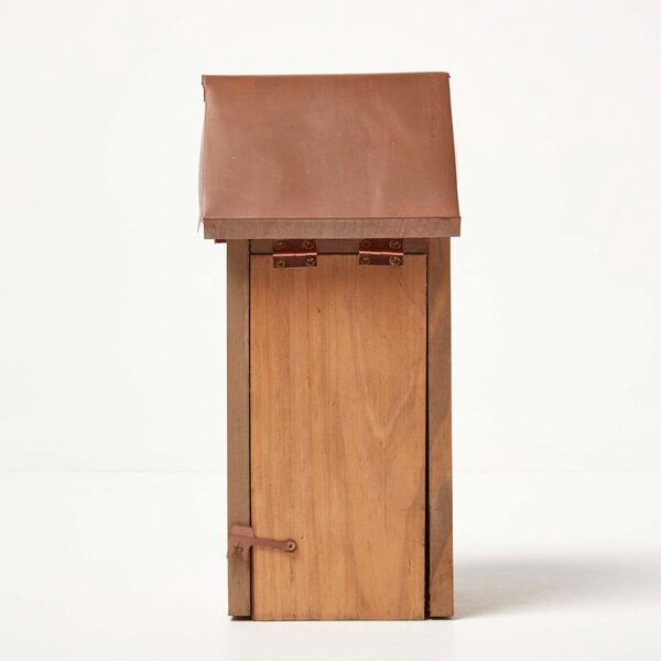 Homescapes Real Wood Great Tit Bird Box House with Copper Roof