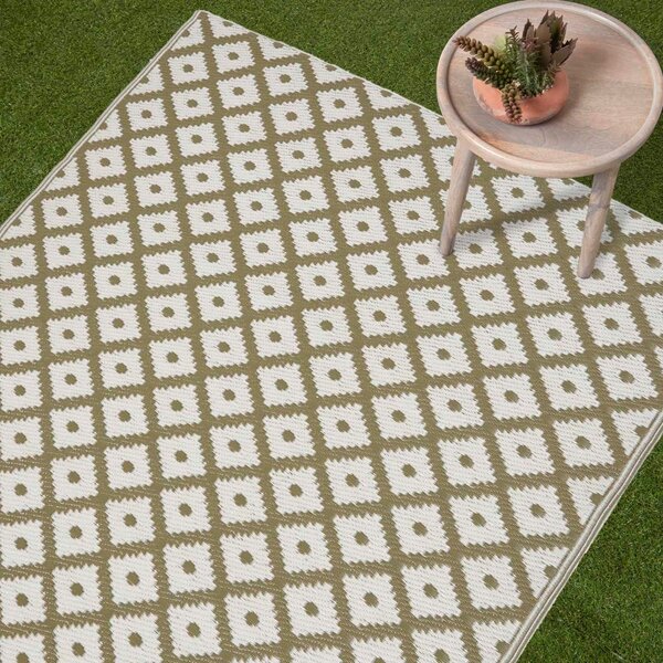 Homescapes May Geometric Green Outdoor Rug Waterproof , 120 x 180 cm