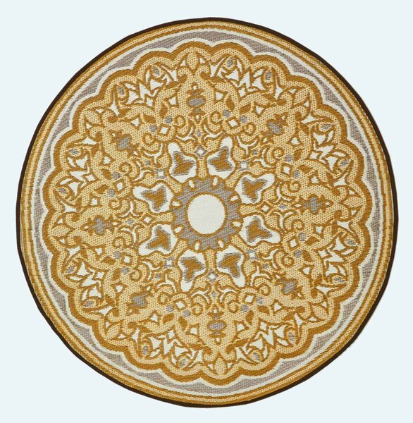 Homescapes Rae Yellow Outdoor Round Rug for Garden, Patio 180 cm