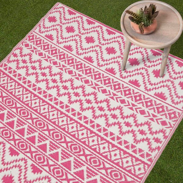 Homescapes Tia Geometric Pink Outdoor Rug Waterproof, 120 x 180 cm