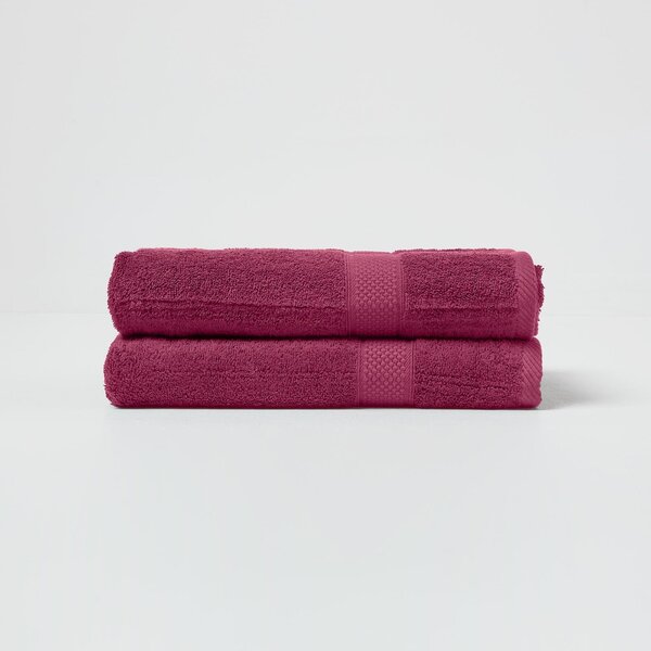 Homescapes Burgundy Bath Towel Set of 2 Turkish Cotton