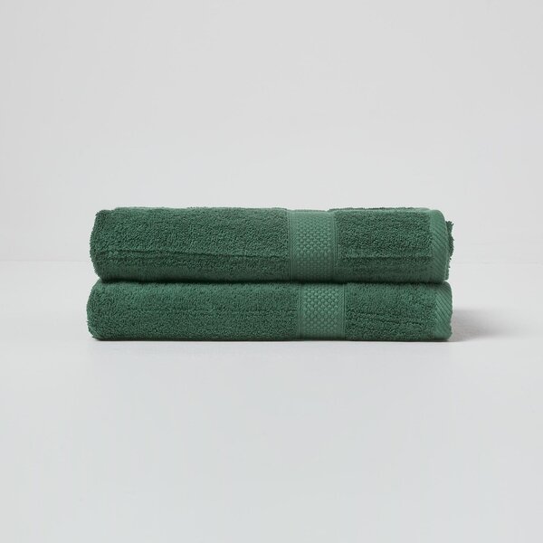 Homescapes Dark Green Bath Towel Set of 2 Turkish Cotton