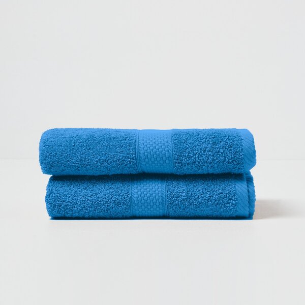 Homescapes Cobalt Blue Hand Towel Set of 2 Turkish Cotton