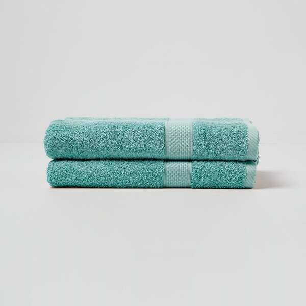 Homescapes Sea Green Bath Towel Set of 2 Turkish Cotton