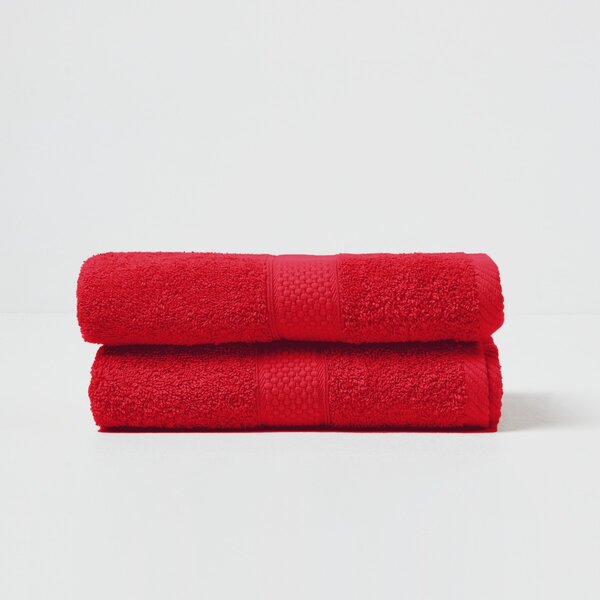 Homescapes Red Hand Towel Set of 2 Turkish Cotton