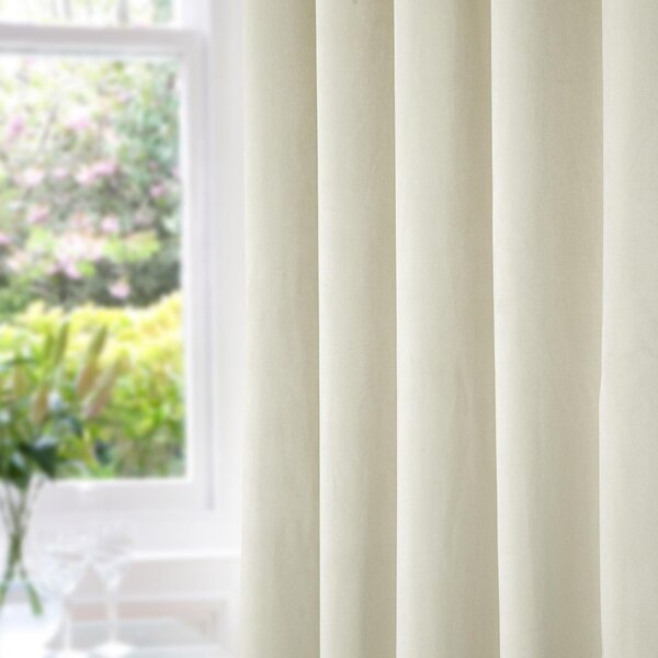 Homescapes Thermal 100% Blackout Cream Velvet Curtains, 46 x 54"