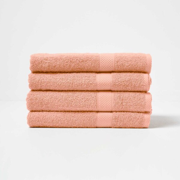 Homescapes Peach Bath Towel Set of 4 Turkish Cotton