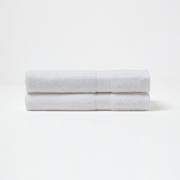 Homescapes White Bath Towel Set of 2 Turkish Cotton