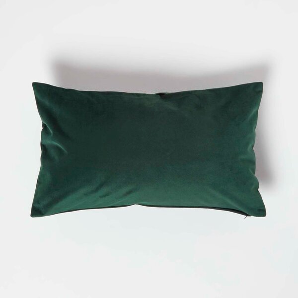 Homescapes Green Velvet Cushion 30 x 50 cm Bolster Cushion with Insert