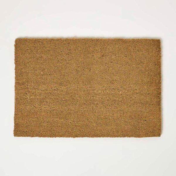 Homescapes Set of 2 Plain Coir Doormats 60 x 40 Non-Slip Rubber Back