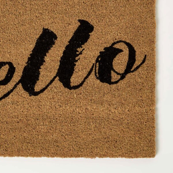 Homescapes “Hello” Coir Doormat 60 x 40 cm Non-Slip Rubber Back