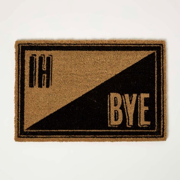 Homescapes “Hi Bye” Coir Doormat 60 x 40 cm Non-Slip Rubber Back