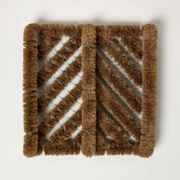 Homescapes Coir & Wire Boot Scrubber Scraper Mat 32 x 32 cm