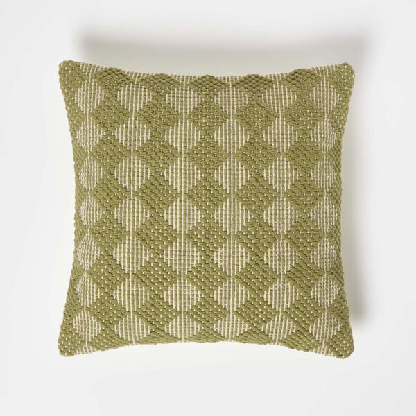 Homescapes Handwoven Textured Green Cushion 45 x 45 cm