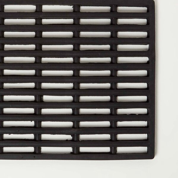 Homescapes Black Grid Rubber Door Mat 61 x 38 cm