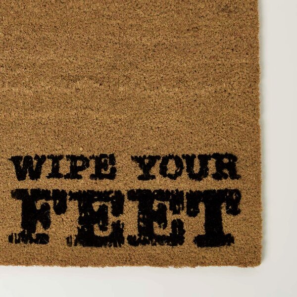 Homescapes “Wipe Your Feet” Coir Double Door Mat Runner 120 x 45 cm