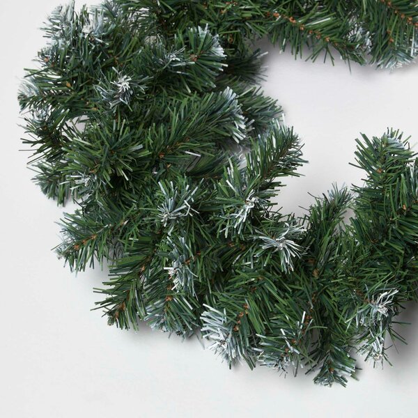 Homescapes Green Snow Dusted Foliage Christmas Garland, 182 cm