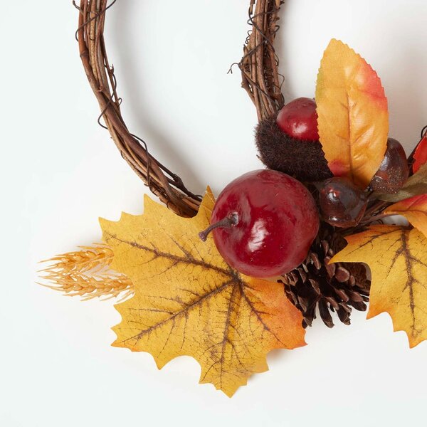 Homescapes Orange & Brown Pumpkin Wreath, 36 cm