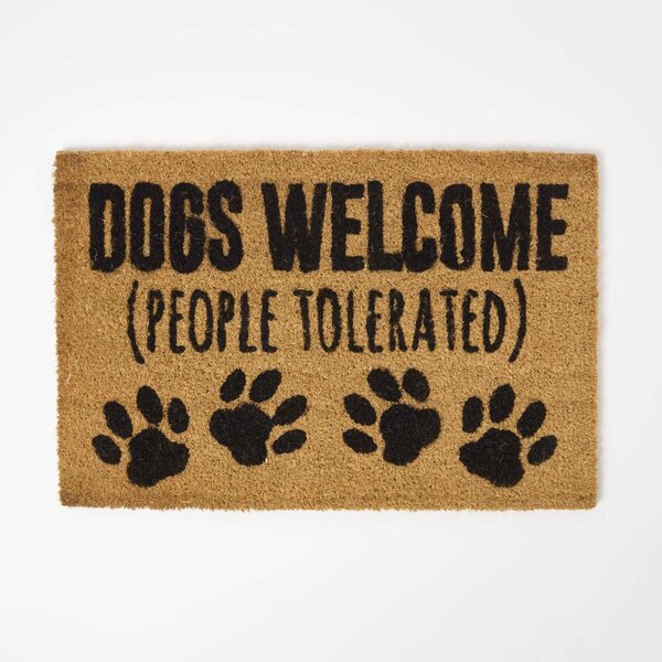 Homescapes "Dogs Welcome" Rubber & Coir Doormat, 40 x 60 cm