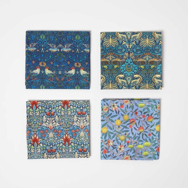 Homescapes Set of 4 Blue William Morris Fat Quarters