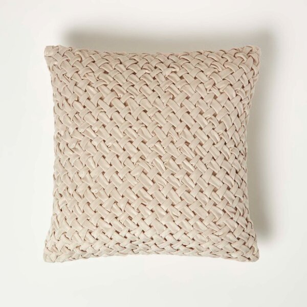 Sofia Braided Cream Velvet Cushion 45 x 45 cm with Insert