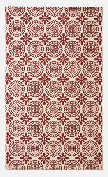 Homescapes Red Geometric Cotton Rug, 90 x 150 cm