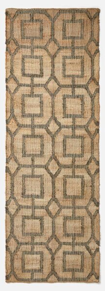 Homescapes Brown Geometric Jute Rug, 66 x 200 cm