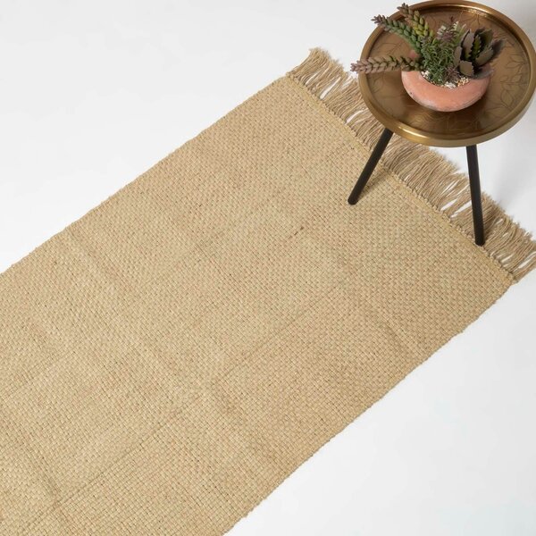 Homescapes Natural Jute Rug with Tassels, 70 x 120 cm