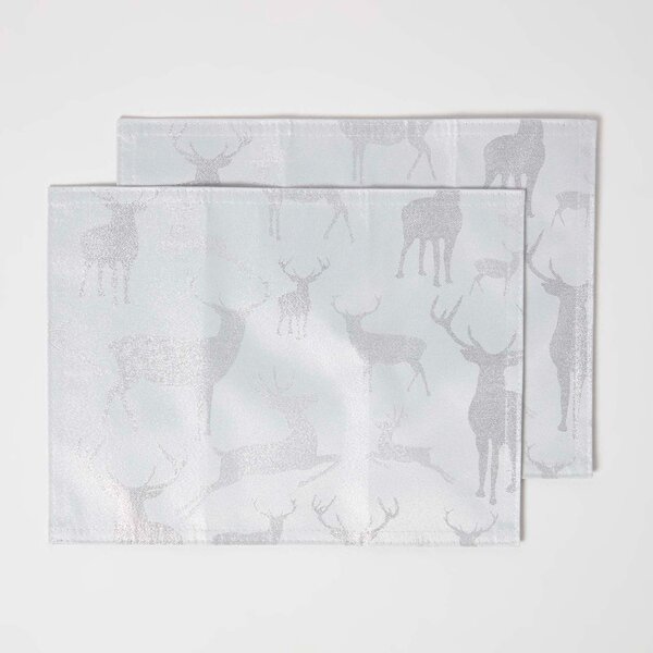 Homescapes Silver Stag Christmas Placemats Set of 2