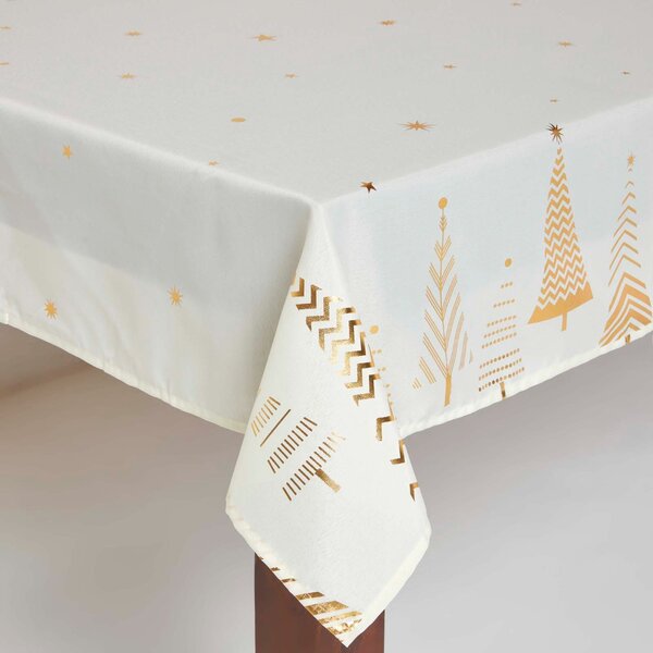 Homescapes Gold Tree Christmas Table Cloth 132 x 178 cm