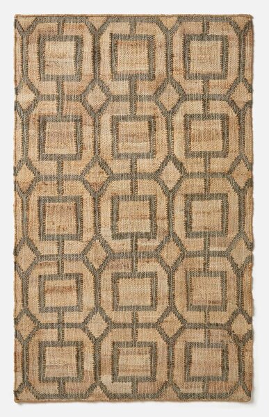 Homescapes Brown Geometric Jute Rug, 90 x 150 cm