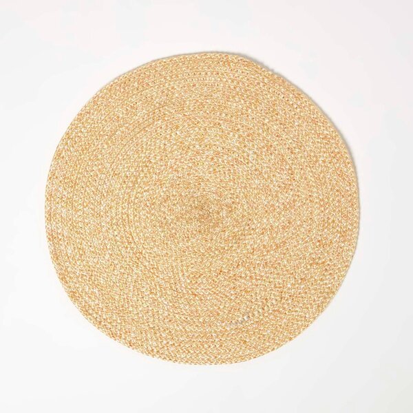 Homescapes Gold Woven Placemats Set of 4, 40 cm Round