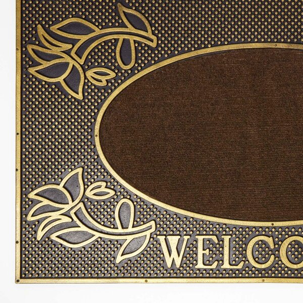 Homescapes Gold Ornate 'Welcome' Door Mat, 75 x 45 cm