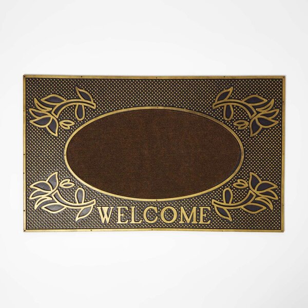 Homescapes Gold Ornate 'Welcome' Door Mat, 75 x 45 cm