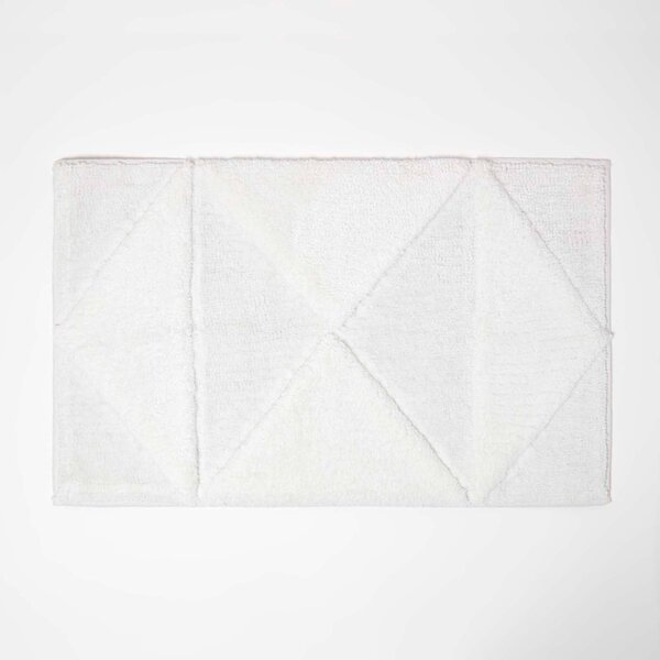 Homescapes White Bath Mat 100% Cotton Tufted Geometric Design, 50 x 80 cm