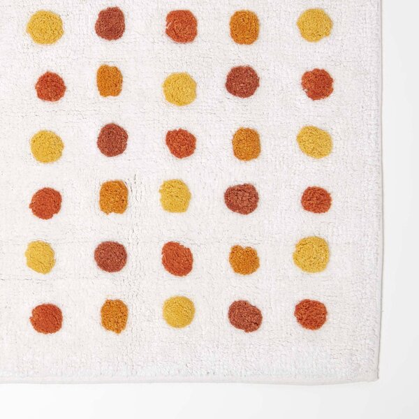 Homescapes Mustard and White Polka Dot 100% Cotton Bath Mat, 50 x 80 cm