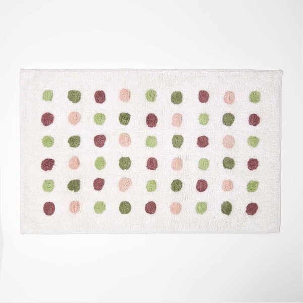 Homescapes Multi Colour Polka Dot 100% Cotton Bath Mat, 50 x 80 cm