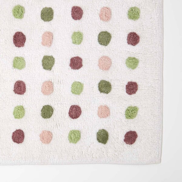 Homescapes Multi Colour Polka Dot 100% Cotton Bath Mat, 50 x 80 cm