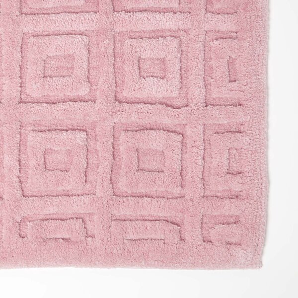 Homescapes Tufted Tile Pink Bath Mat Cotton Blend 50 x 80 cm