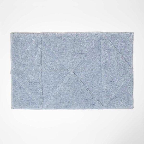 Homescapes Blue Bath Mat 100% Cotton Tufted Geometric Design, 50 x 80 cm