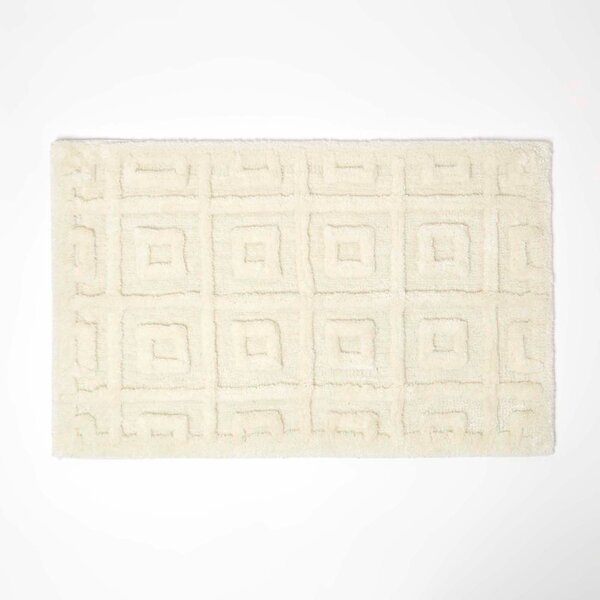 Homescapes Tufted Tile Bath Mat Cream Cotton Blend 50 x 80 cm