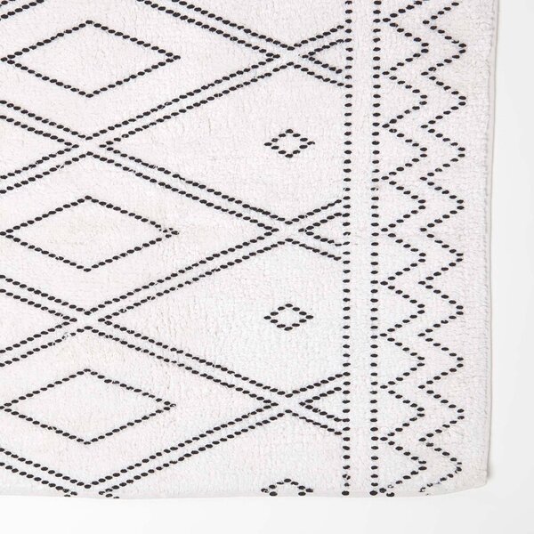 Homescapes Boho Bath Mat 100% Cotton Monochrome, 50 x 80 cm