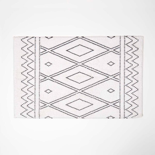 Homescapes Boho Bath Mat 100% Cotton Monochrome, 50 x 80 cm