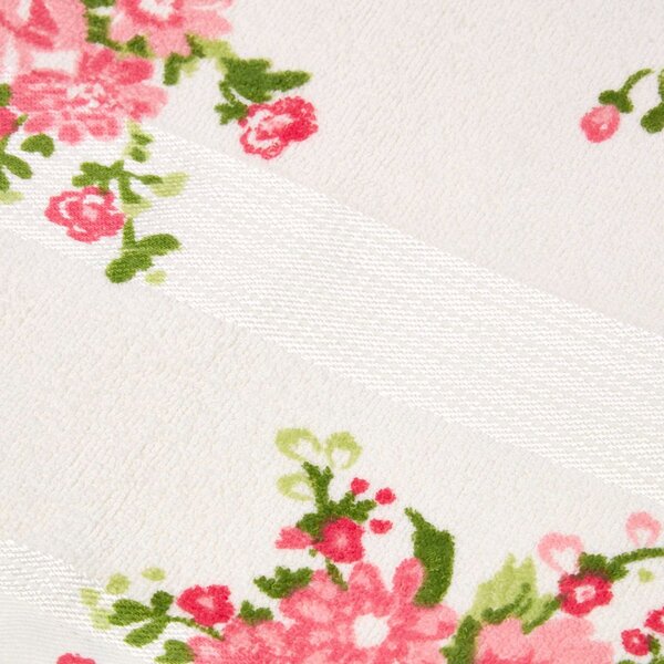 Homescapes Pink and Coral Floral Printed White Bath Sheet 100% Cotton